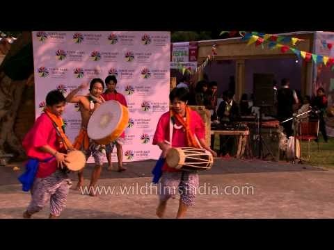 Manipur state bringing Dhol Cholom dance at the North East Fest
