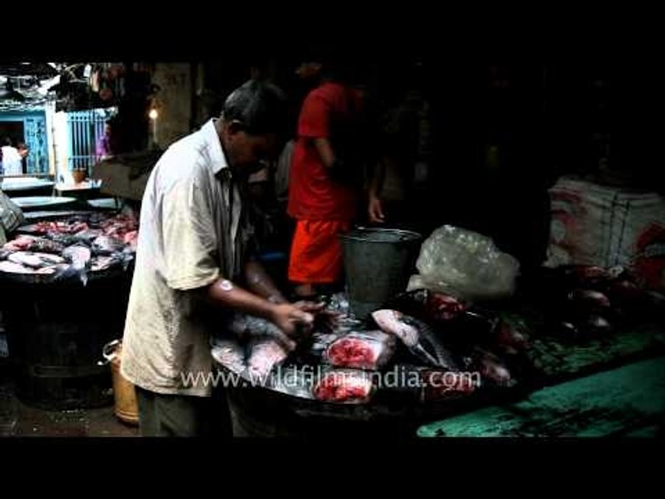 Removal of fish skin in Kolkata : Durga puja