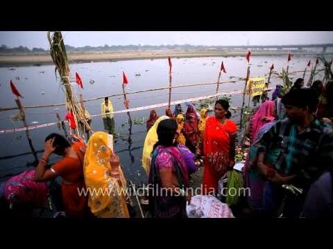 Sun worshippers offer prayers on the occasion of Chhath Puja