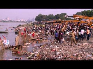 Yamuna bank landscape on Durga Visarjan