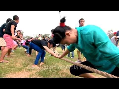Cheering participants in tug -o-war at the 50th Naga Fest'13
