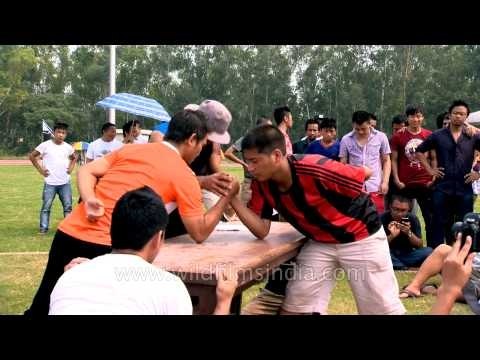 Teaching the arm wrestling techniques at Naga Fest'13