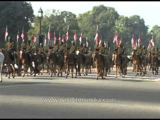 Army men riding on horses  participating on Republic day