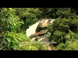 Gushing waterfalls from top of the hill