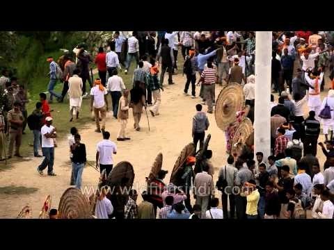 People excited to play stone throwing festival