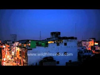 Moving city lights in Paharganj, New Delhi
