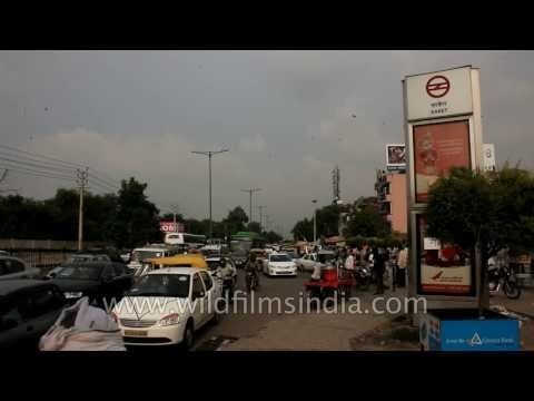Main road outside the Saket Metro Station