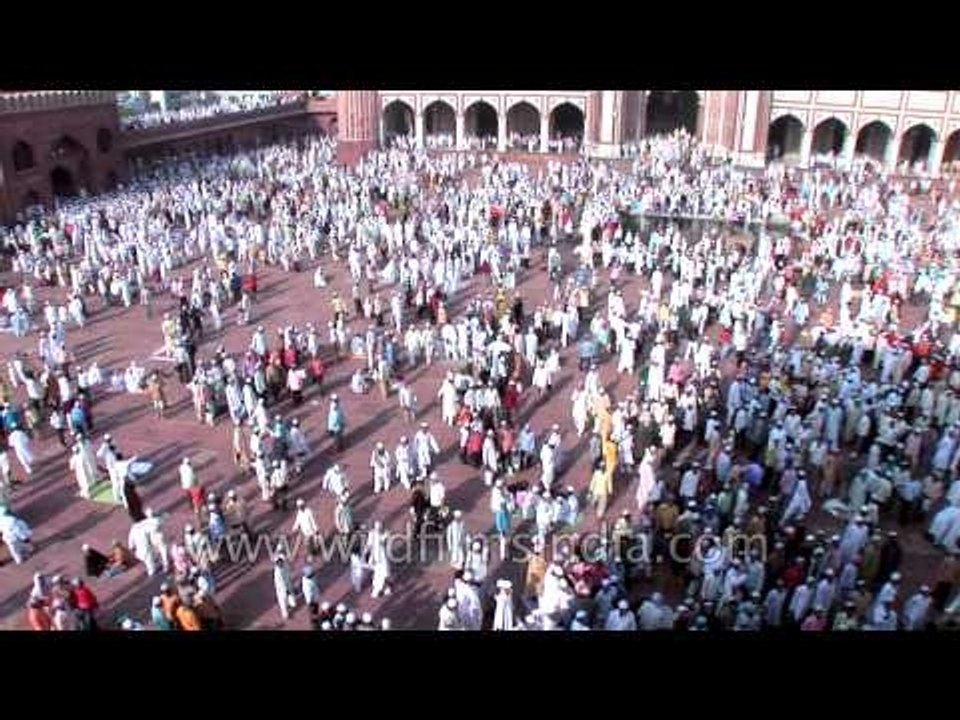 Devotees leave the Jama Masjid after the prayers