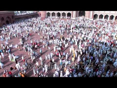 Devotees leave the Jama Masjid after the prayers