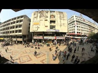 Nehru Place in quick motion through fish eye lens