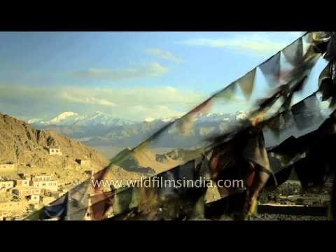 Prayer flags flutter in the wind - Ladakh