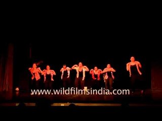 Swiss troops performing plays and dance in Delhi auditorium