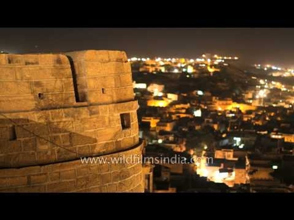 Night view of Jaisalmer city from the top of Jaisalmer Fort