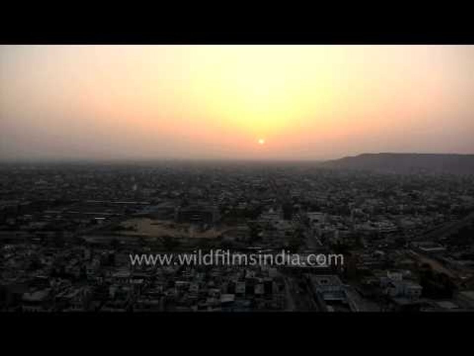 Time lapse of a brilliant sunset  over Jaipur, Rajasthan