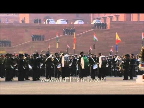 Parade marching and beating the drums by army unit at Rashtrapati Bhawan