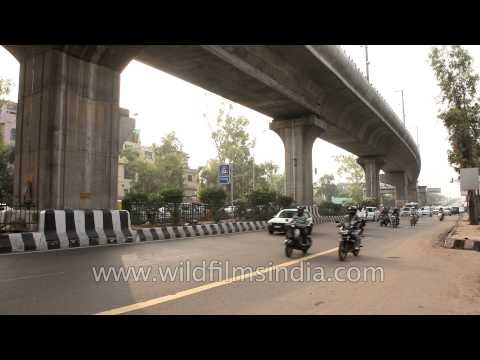 Traffic passing by Keshav Puram metro station