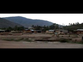 Paro Chhu and valley on its banks from a running car