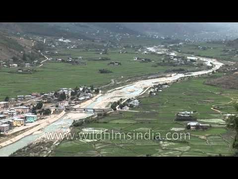 Paro Chhu runs through Paro valley in Bhutan