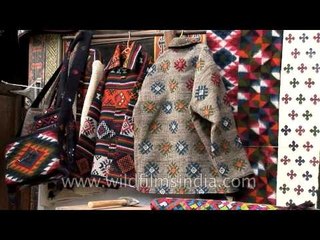 Exotically embroidered woollen cloth in Bhutan