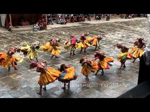 Dance of the Three Kinds of Ging with Sticks at Bumthang in Bhutan