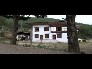 A typical Bhutanese house in Thimpu, Bhutan
