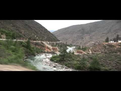 Course of Paro Chhu through Paro valley, Bhutan