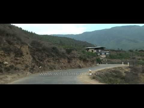 Towards iron bridge over Paro Chhu, Bhutan
