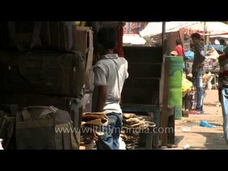 Bhishti supplying water in the local areas of Chandni Chowk, Old Delhi