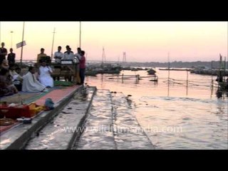 A divine evening on the Holy ghat of Ganges during Maha Kumbh