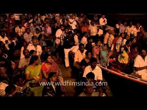 Devotees attending 'Ganga aarti' at Varanasi