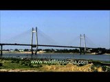 New Yamuna Bridge - the longest cable-stayed bridge of India, located in Allahabad[
