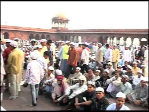 Muslims congregate for Namaz at Jama Masjid, Delhi