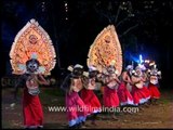 Koodithullal dancers performing at Padayani Festival