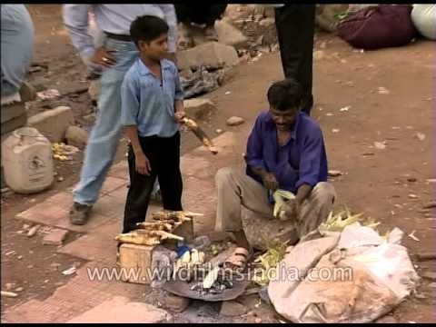 Bhutta or roasted corn sold outside the streets.