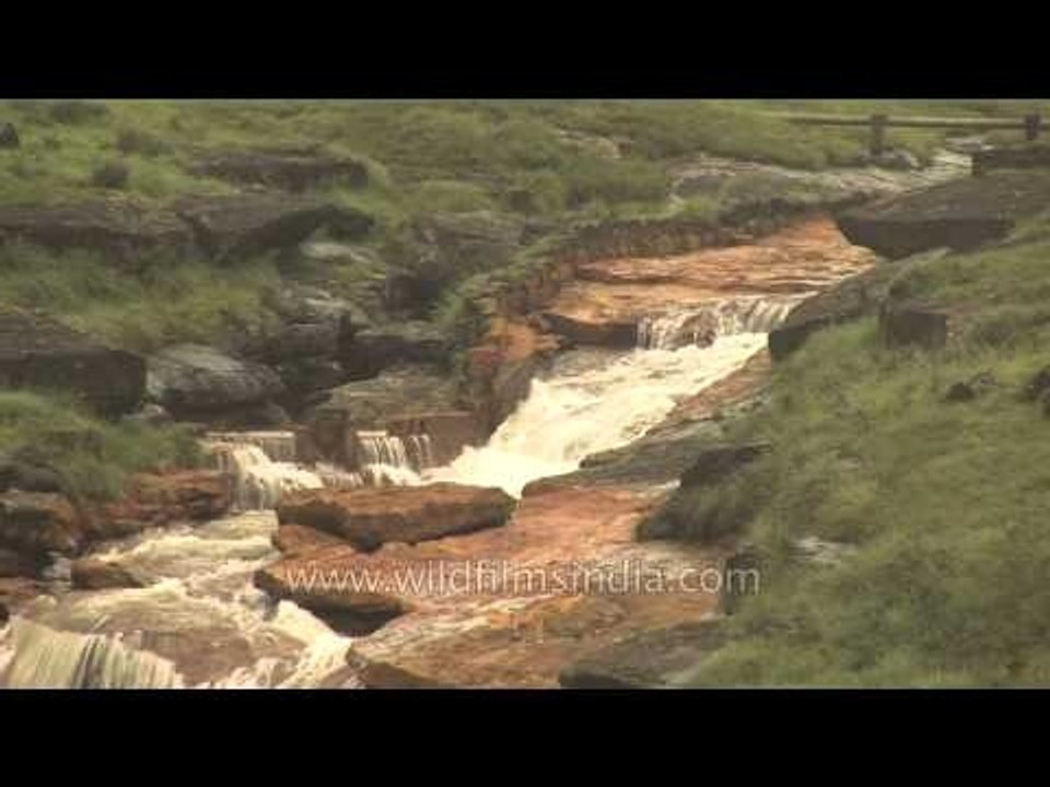 Mini cascades of water flows through the Eco Park at Sohra, Meghalaya