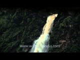 Series of water jets cascading down at Jog Falls