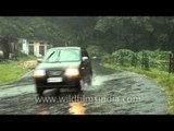 Maruti Wagon R on a wet road in Shillong, Meghalaya