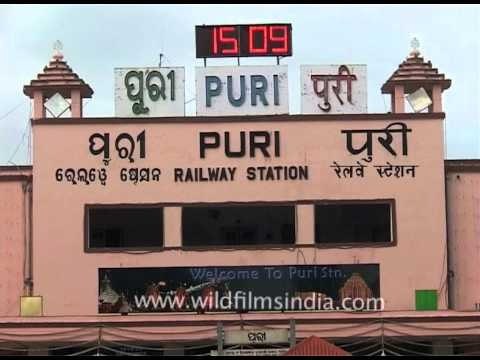 LED ticker displaying time at Puri railway station, Odisha