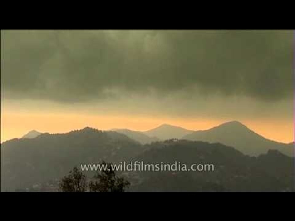 Dark rain laden clouds in the evening