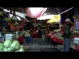 Hustle bustle of grocery shopping in Ladakh market