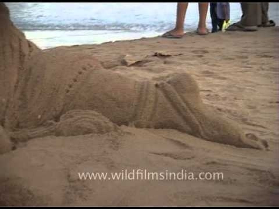 Sand sculpting underway in Puri Beach in Odisha
