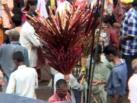 Street vendors amidst heavy crowds at the Rath Yatra in Puri, Orissa