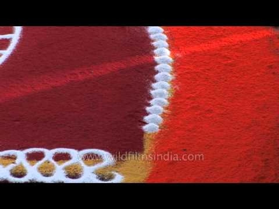 Devotees making Rangolis with social messages during Shri Siddeshwar Maharaj Yatra