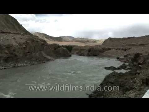 Rivers of Ladakh fed by melted snow join the Indus River