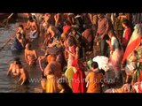 Devotees taking holy bath during festival of Maha Shivratri, Varanasi