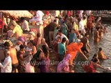 Hindu devotees take holy dip in the ganges of Varanasi on the occasion of Maha Shivratri