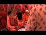 Receiving revered sadhus at Navaratri Bhandara in Varanasi
