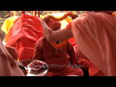 Garlanding of Sadhus at Navaratri Bhandara in Varanasi