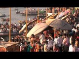 Bathing in the holy waters of river Ganga at Varanasi during Maha Shivratri