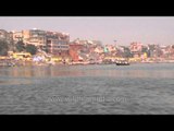 View the Hindu holy city of Varanasi on the banks of the Ganges River